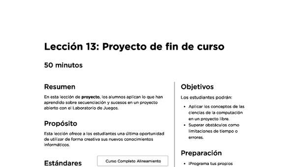 Lección 13: Proyecto de fin de curso