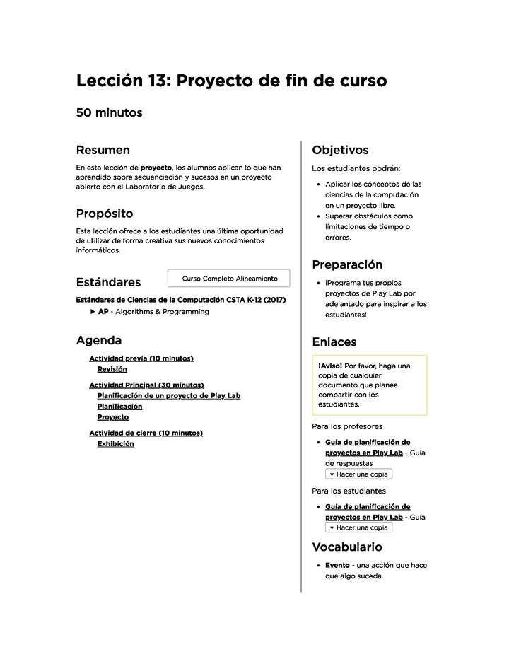 Lección 13: Proyecto de fin de curso