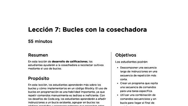 Lección 7: Bucles con la cosechadora