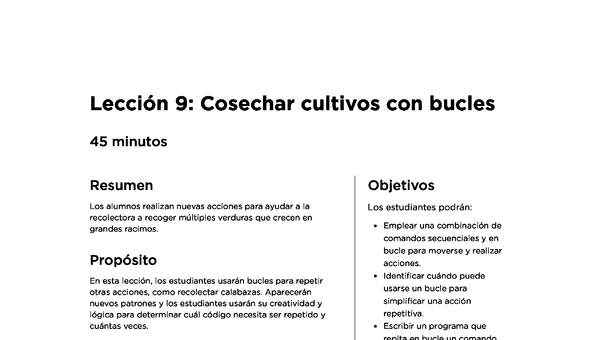 Lección 9: Cosechar cultivos con bucles