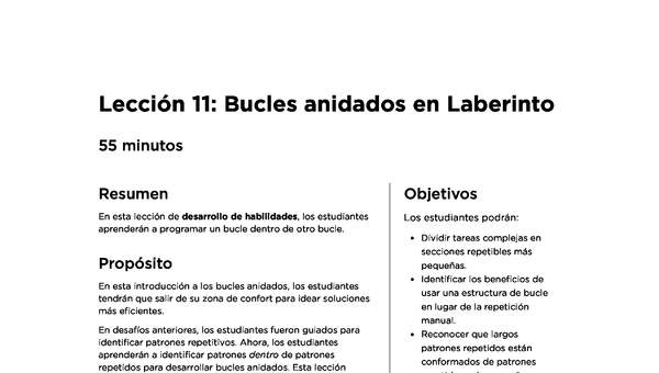 Lección 11: Bucles anidados en Laberinto