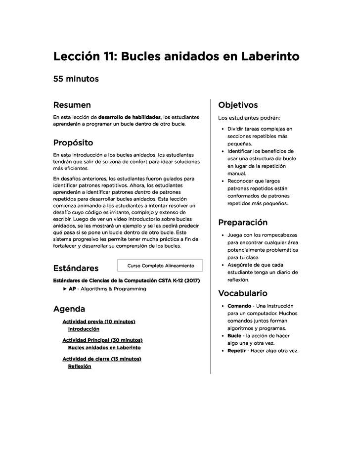 Lección 11: Bucles anidados en Laberinto