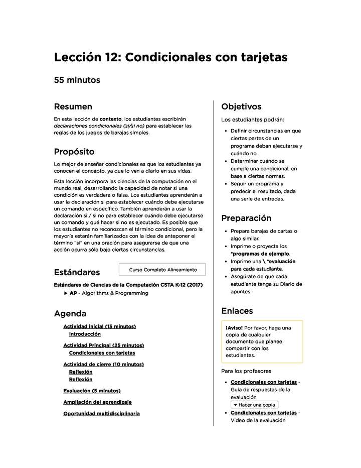 Lección 12: Condicionales con tarjetas