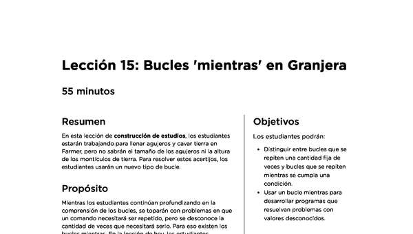 Lección 15:  Bucles 'mientras' en Granjera