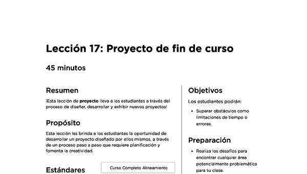 Lección 17: Proyecto de fin de curso