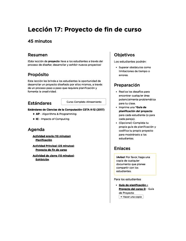 Lección 17: Proyecto de fin de curso