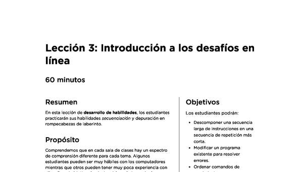 Lección 3: Introducción a los desafíos en línea