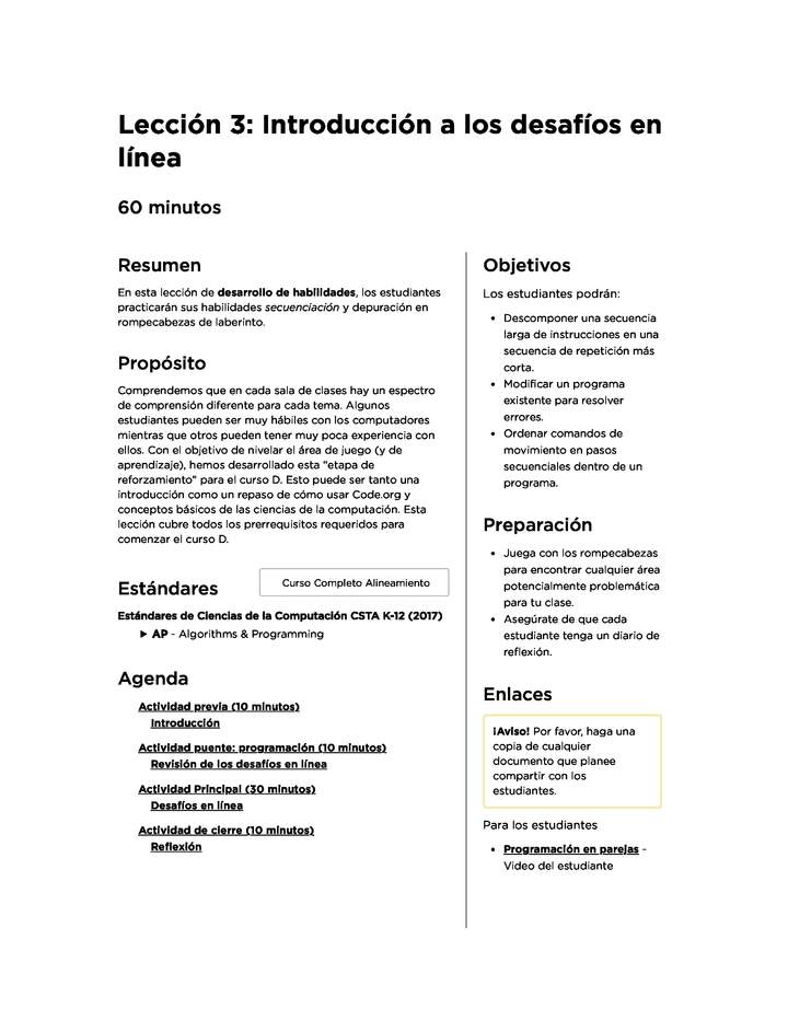 Lección 3: Introducción a los desafíos en línea