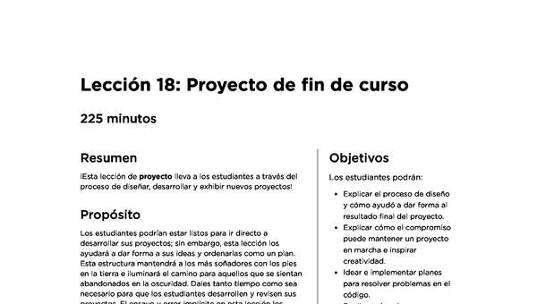 Lección 18: Proyecto de fin de curso