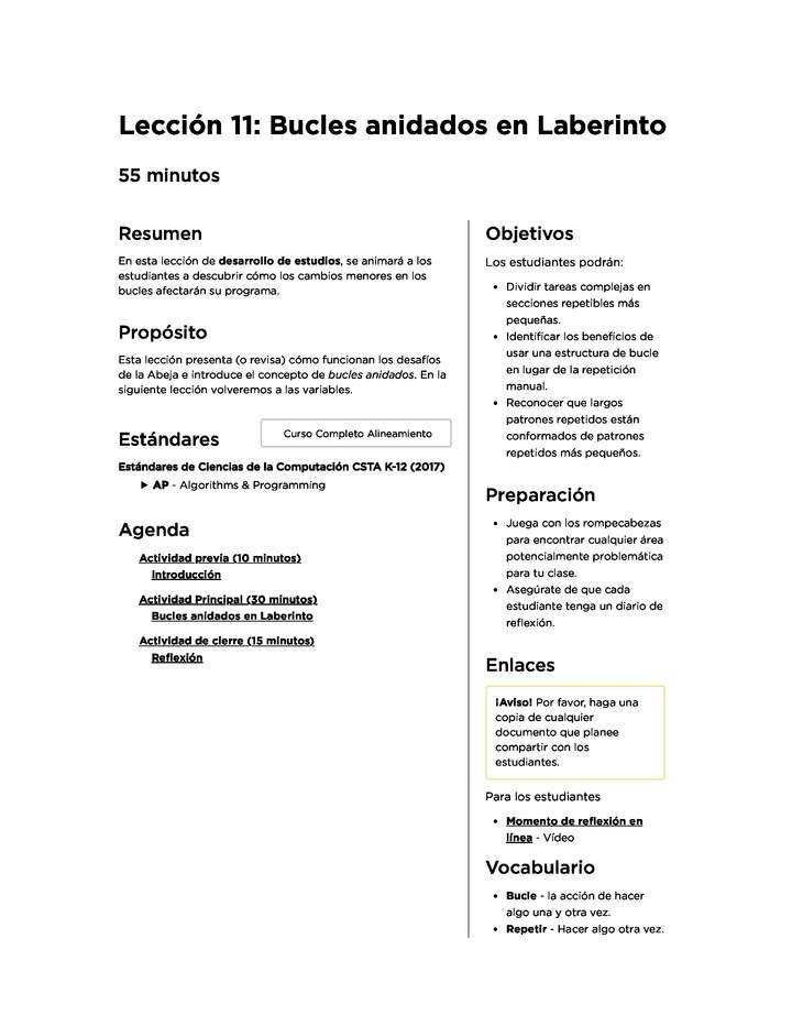 Lección 11: Bucles anidados en Laberinto