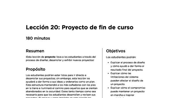 Lección 20: Proyecto de fin de curso