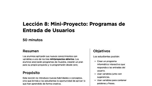 Lección 8: Mini-Proyecto: Programas de Entrada de Usuarios