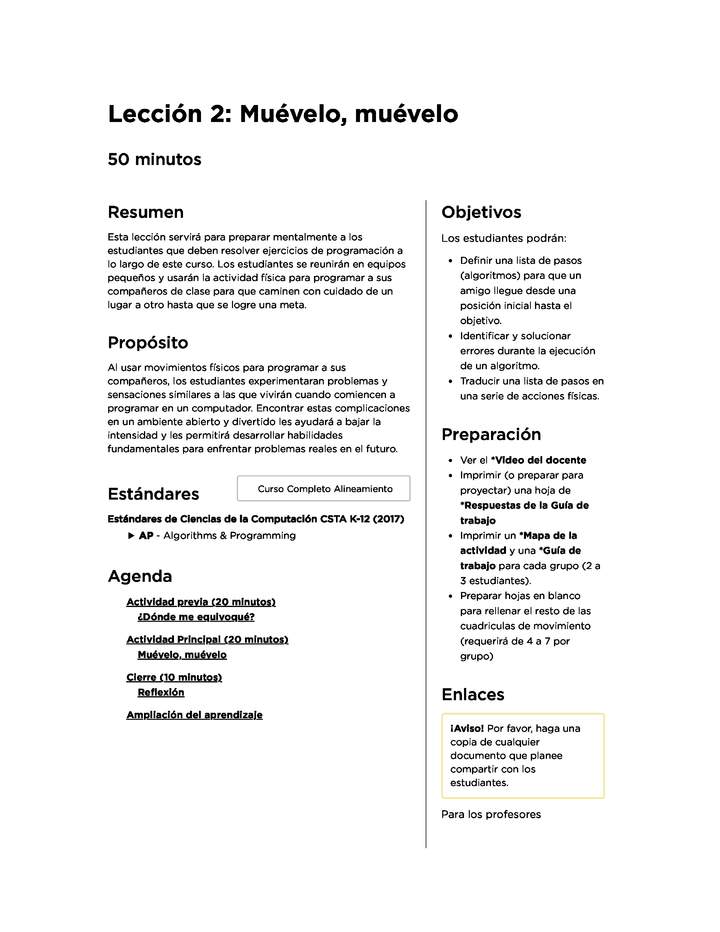 Lección 2: Muévelo, muévelo