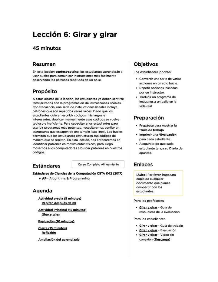 Lección 6: Girar y girar