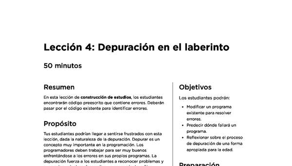 Lección 4: Depuración en el laberinto