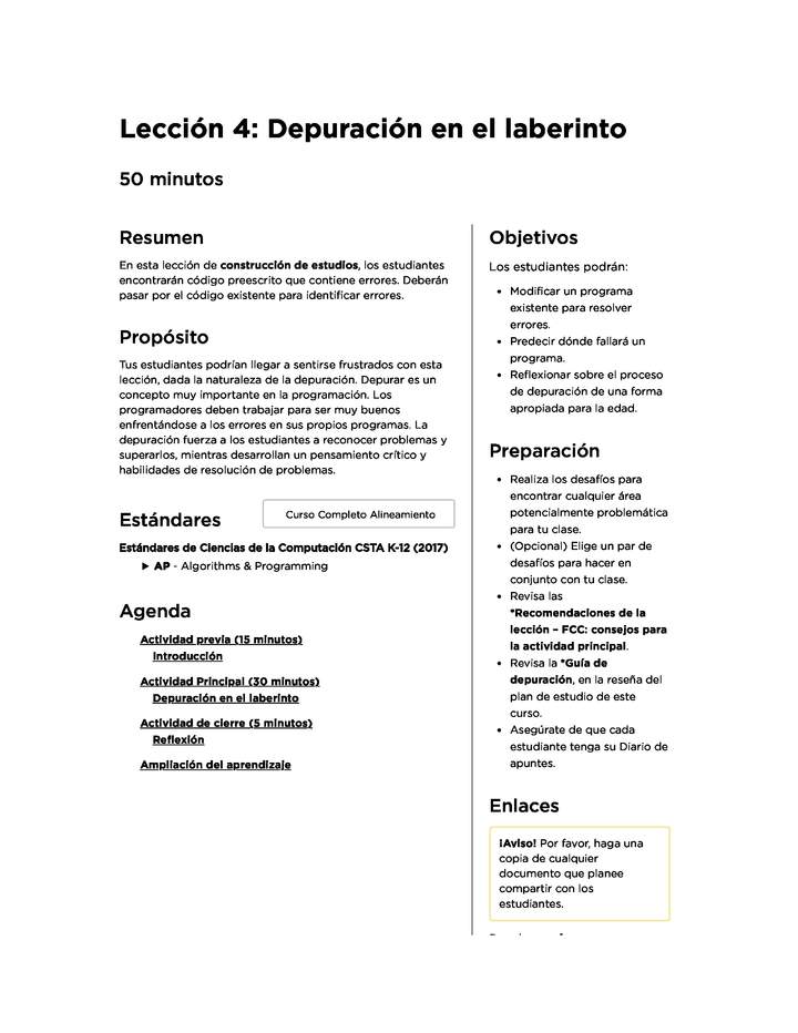 Lección 4: Depuración en el laberinto