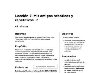 Lección 7: Mis amigos robóticos y repetitivos Jr.