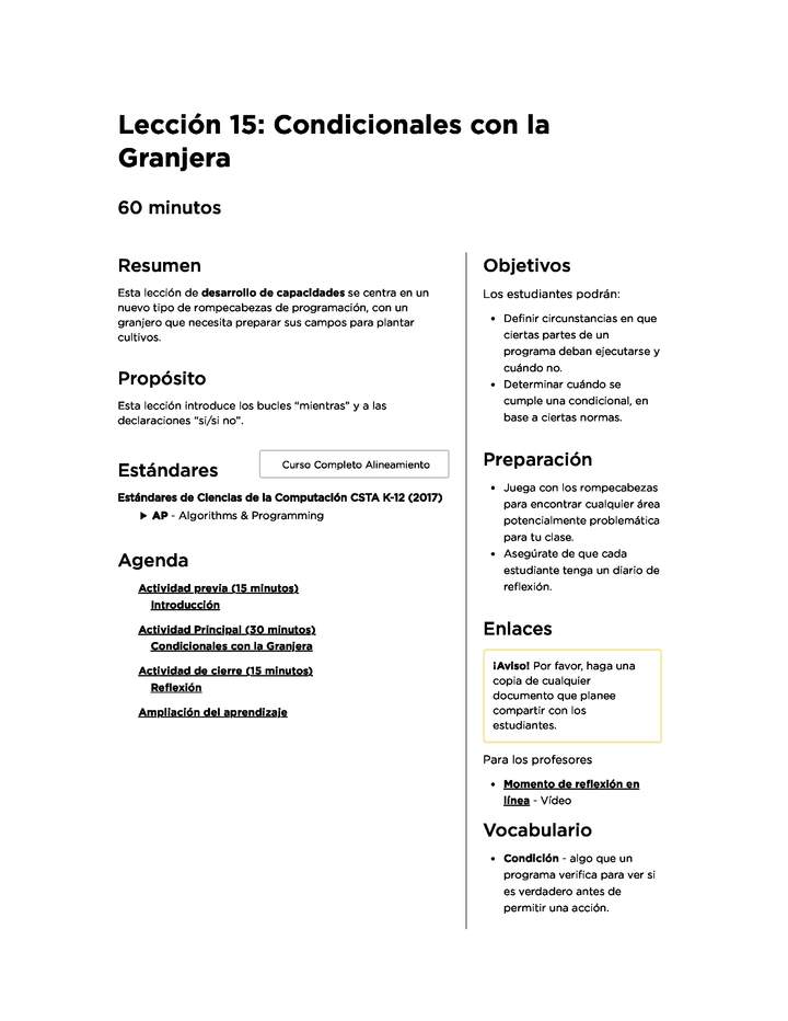 Lección 15: Condicionales con la Granjera