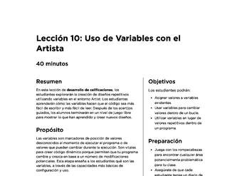 Lección 10: Uso de Variables con el Artista