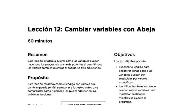 Lección 12: Cambiar variables con Abeja