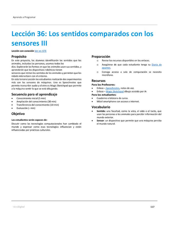 Unidad 4 - Lección 36: Los sentidos comparados con los sensores III