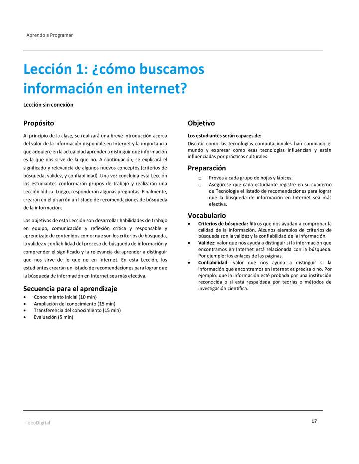 Unidad 1 - Lección 1: ¿cómo buscamos información en internet?