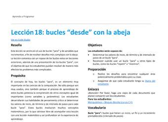 Lección18: bucles “desde” con la abeja