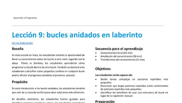 Lección 9: bucles anidados en laberinto