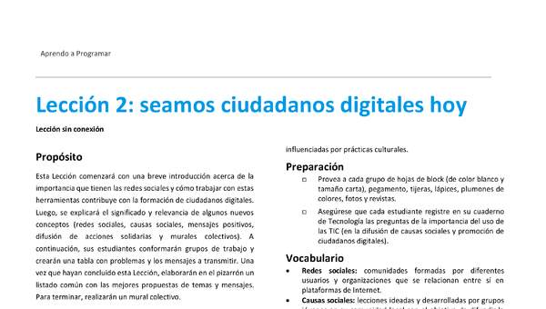 Unidad 1 - Lección 2: Seamos ciudadanos digitales hoy