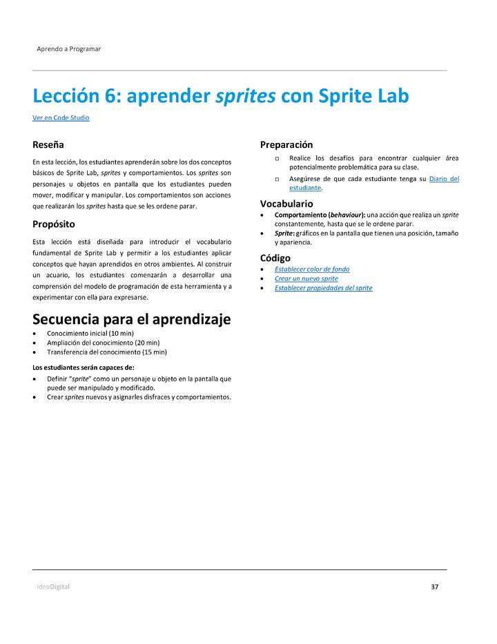 Lección 6: aprender sprites con Sprite Lab