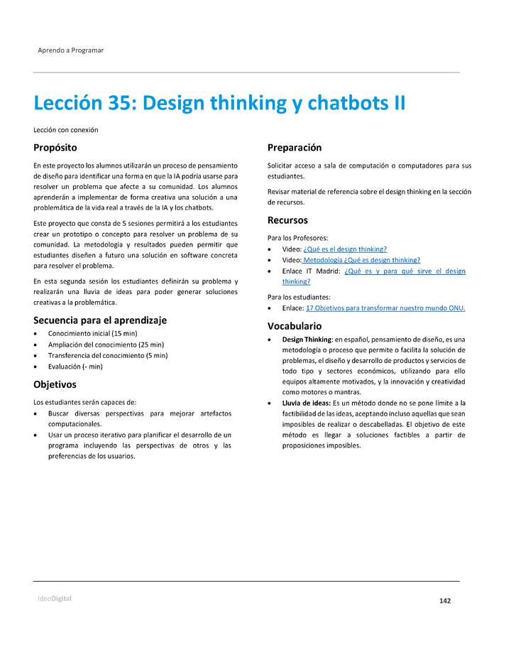 Unidad 2 - Lección 35: Design thinking y chatbots II