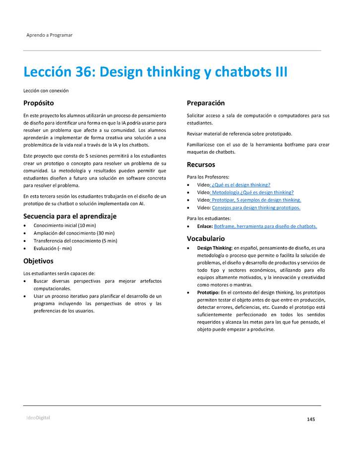 Unidad 2 - Lección 36: Design thinking y chatbots III