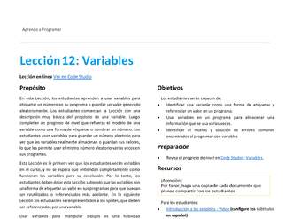 Unidad 1 - Lección 12: Variables