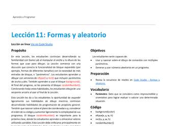 Unidad 1 - Lección 11: Formas y aleatorio