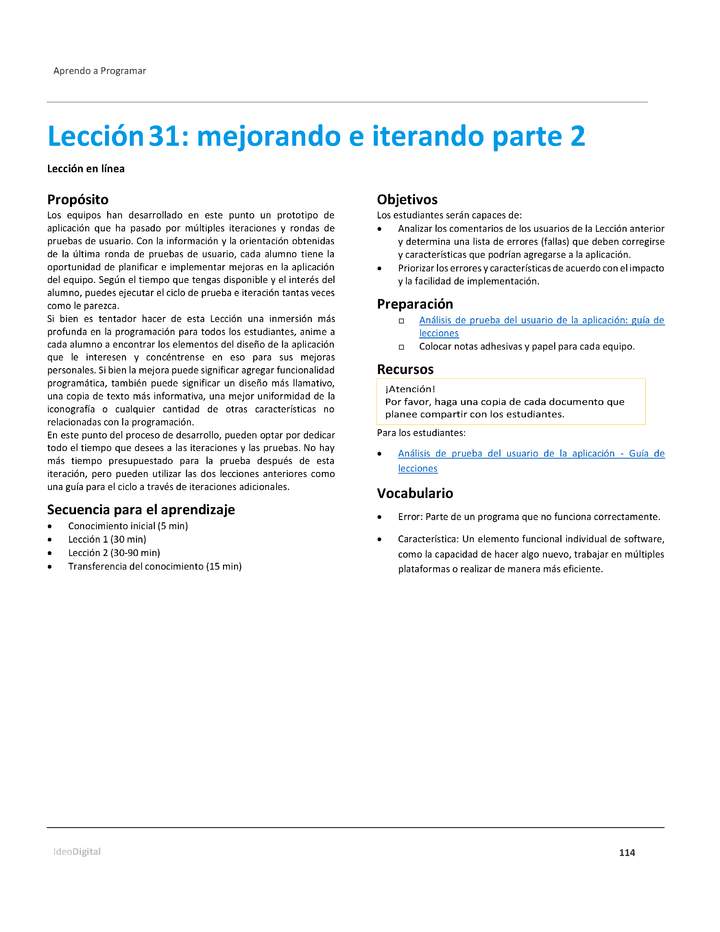 Unidad 2 - Lección 31: mejorando e iterando parte 2