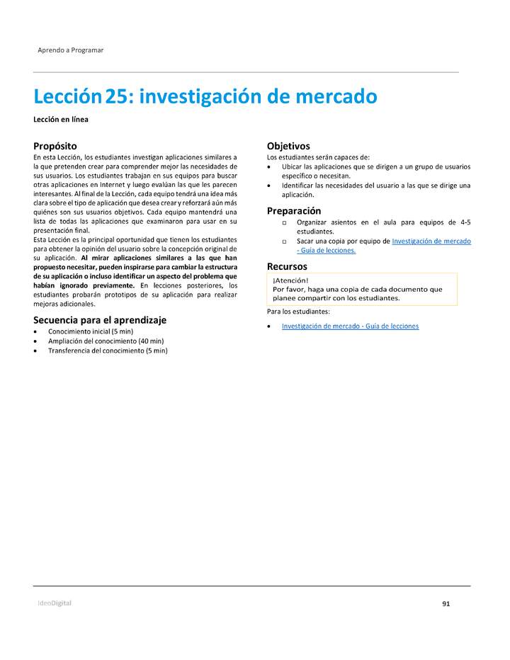 Unidad 2 - Lección25: investigación de mercado