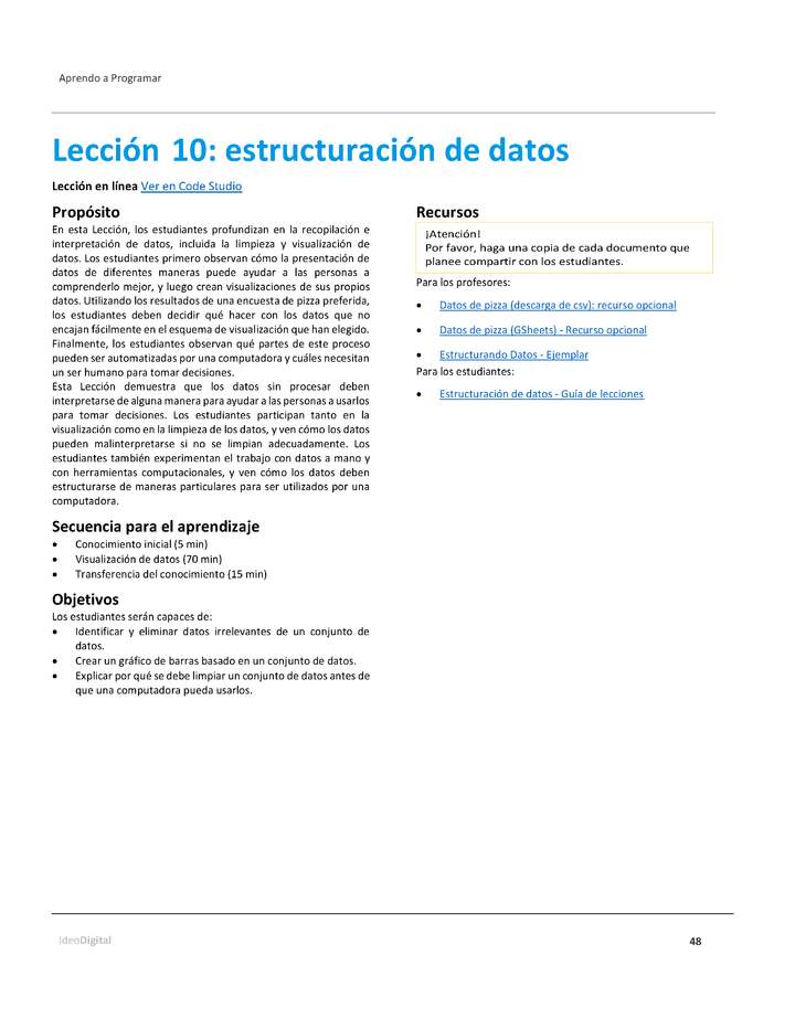 Unidad 1 - Lección 10: estructuración de datos