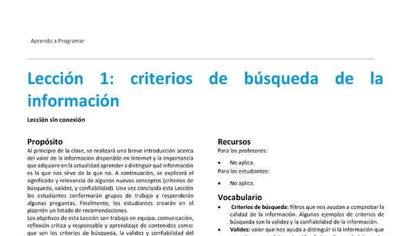 Unidad 1 - Lección 1: criterios de búsqueda de la información