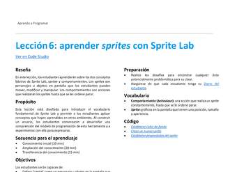 Unidad 2 - Lección 6: aprender sprites con Sprite Lab