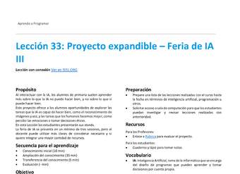 Unidad 4 - Lección 33: Proyecto expandible – Feria de IA III