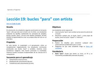 Unidad 3 - Lección 19: bucles “para” con artista