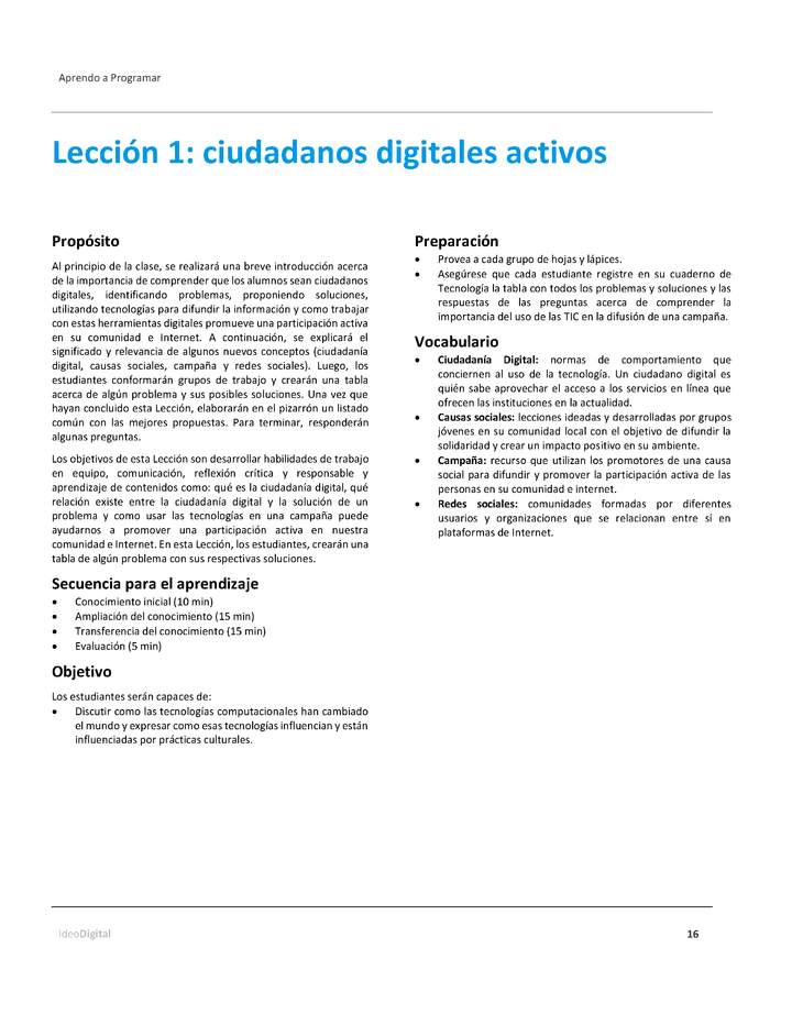 Unidad 1 - Lección 1: ciudadanos digitales activos