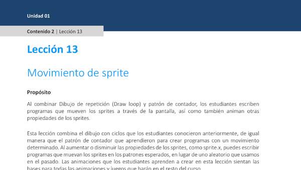 Unidad 1 - Lección 13: Movimiento de sprite