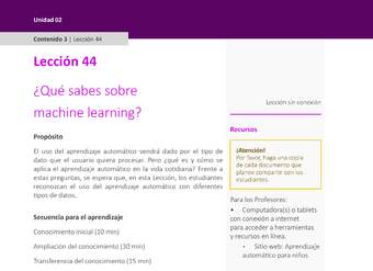 Unidad 2 - Lección 44: ¿Qué sabes sobre machine learning?