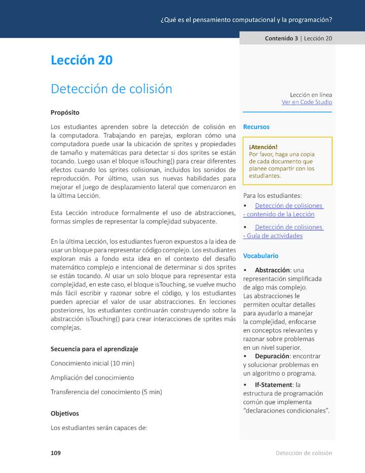 Unidad 1 - Lección 20: Detección de colisión