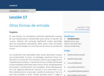 Unidad 1 - Lección 17: Otras formas de entrada
