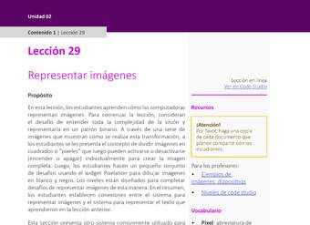 Unidad 2 - Lección 29: Representar imágenes