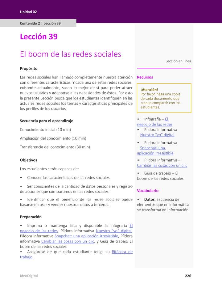 Unidad 2 - Lección 39: El boom de las redes sociales