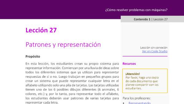 Unidad 2 - Lección 27: Patrones y representación