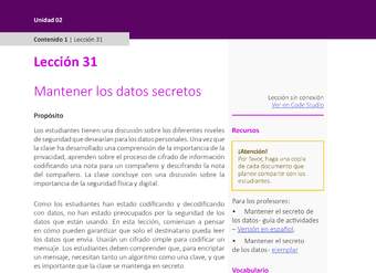 Unidad 2 - Lección 31: Mantener los datos secretos